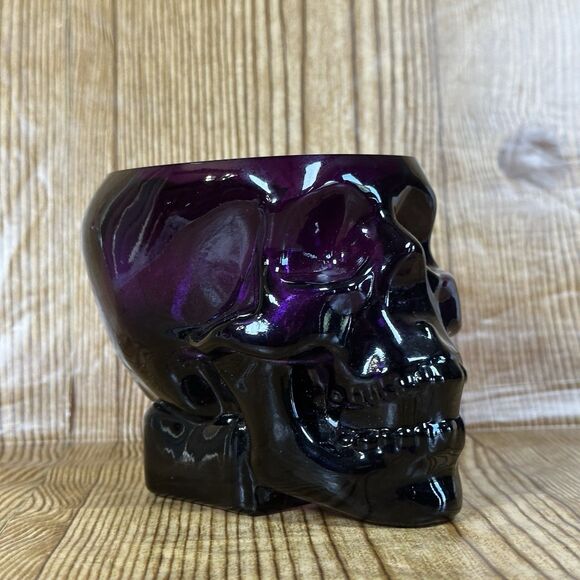 Kosta Boda Other - Kosta Boda Still Life Skull Candle Holder Crystal Glass Purple